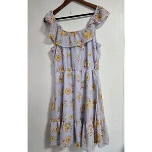 Childrens Place Adult Womens Dress L Midi Purple Floral Boho Cottagecore Flower